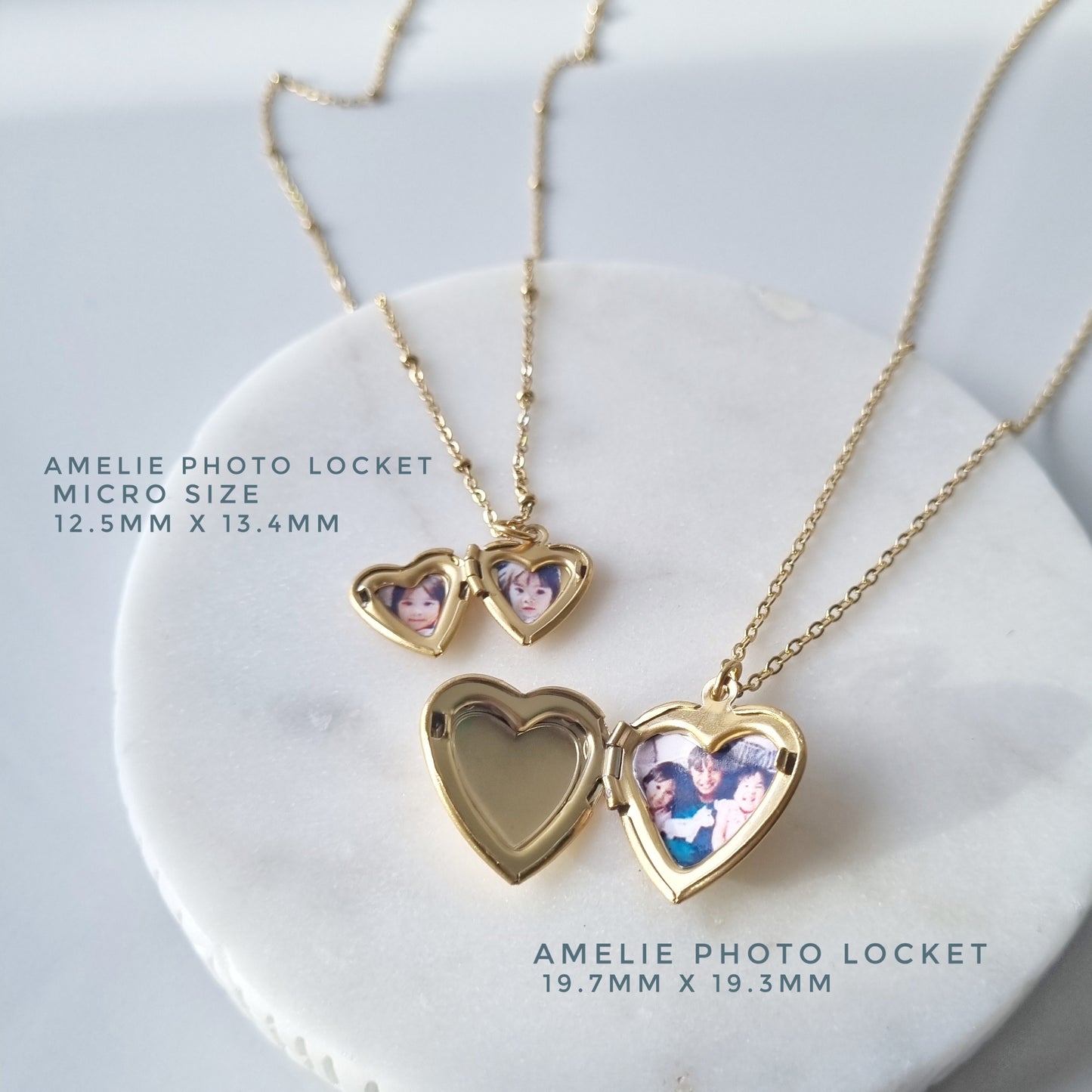 Amelie Photo Heart Locket Necklaces