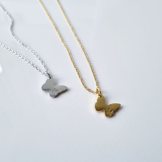 Butterfly Initial Necklace